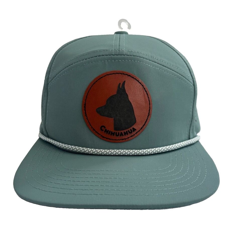 NWOT KAMEL 707 Sage Green Laser Perforated Snapback Hat Chihuahua Dog Cap